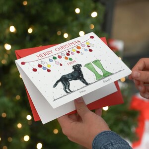 Cachorro Padres Botas de Agua Tarjetas de Navidad