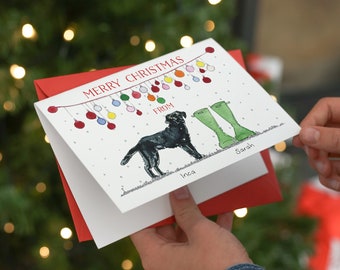 Puppy Parents Welly Boot Christmas Cards