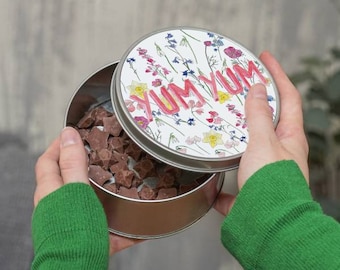 Floral Pattern Round Easter Tin