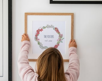 Family Birth Flower Wreath Print