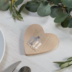 Personalised Pair of Wedding Welly Heart-shaped Coaster