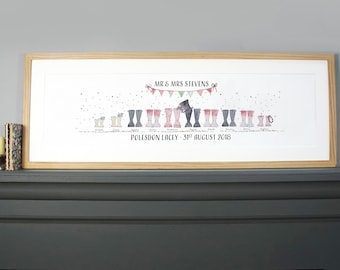 Panoramic Wedding Welly Boot Print