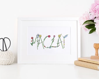 Spring Flowers Family Name Print