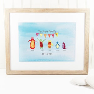 Rainbow Penguin Family Print