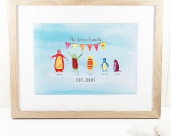 Rainbow Penguin Family Print