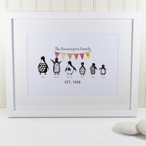 Monochrome Penguin Family Print