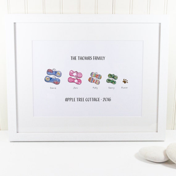 Personalised family print Flip flop print! Personalised Flip Flop Family Print