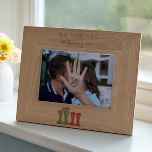 Engagement Wellies Oak Photo Frame
