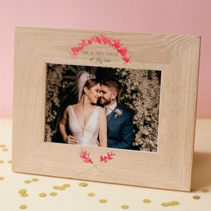 Wedding Hearts Oak Photo Frame