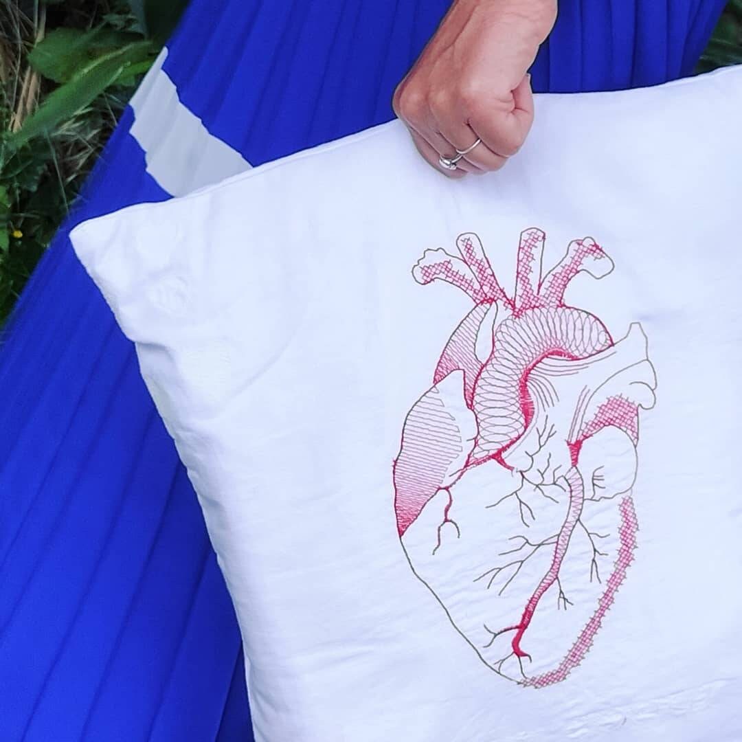 Coussin Brodé Mon Coeur