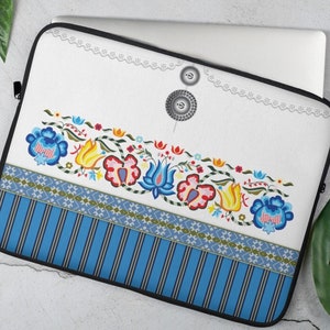 Estonian Laptop Sleeve / Haljala Folk Costume / 13 inch, 15 inch / 100% neoprene