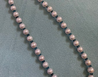 Freshwater Pearl and London Blue Topaz Necklace