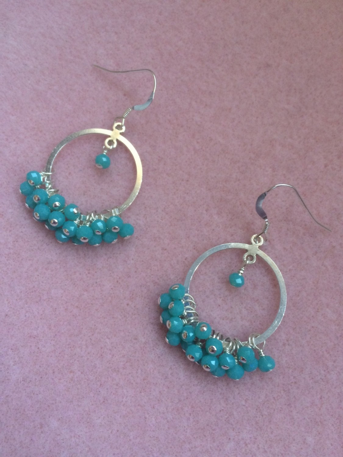 Mint Chalcedony Dangle Hoop Earrings Etsy