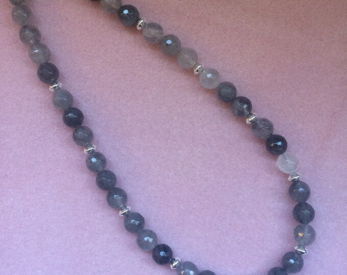 Cloudy Grey Quartz and Sterling Silver Necklace Etsy