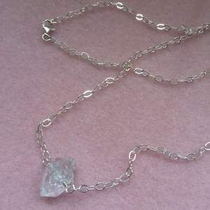 Single Herkimer Diamond Quartz and Sterling Silver Necklace