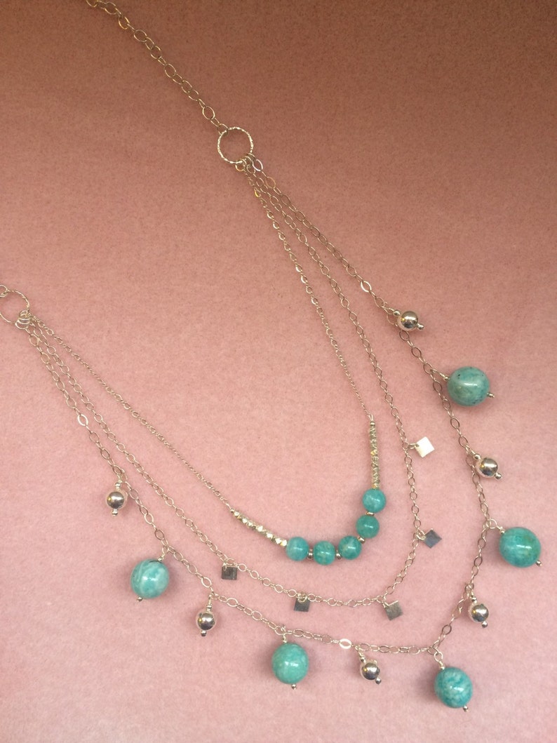 Amazonite and Sterling Silver 3 Strand Necklace image 5