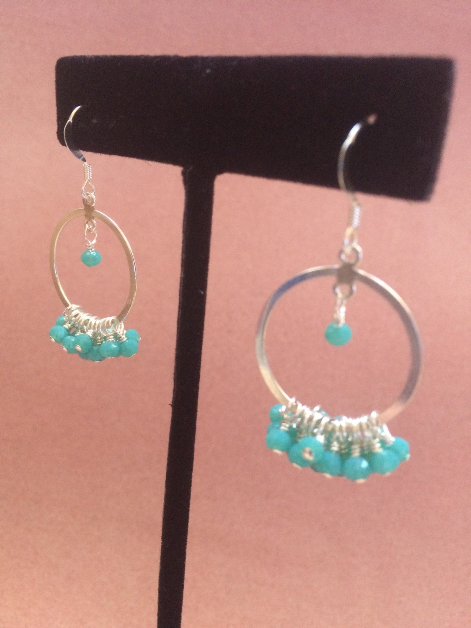 Mint Chalcedony Dangle Hoop Earrings Etsy