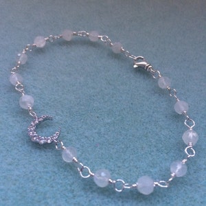 Moonstone and CZ Moon Bracelet