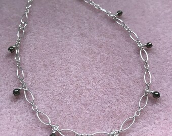 Sterling Silver and Pyrite Anklet