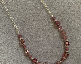 Swarovski Crystal Necklace in Rose Satin