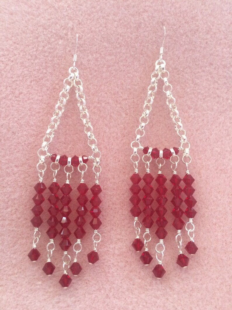 Rhodium-Plated Leverback Red Siam Swarovski Earrings main image 0