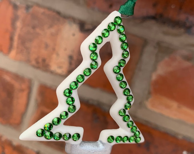 Ceramic Tree Decoration, Crystal Decoration, White and Green Decoration, Christmas Decoration