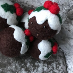 Needle Felted Christmas Pudding Christmas Decoration, Table Decorations, Hanging Decoration, Christmas Decoration image 1