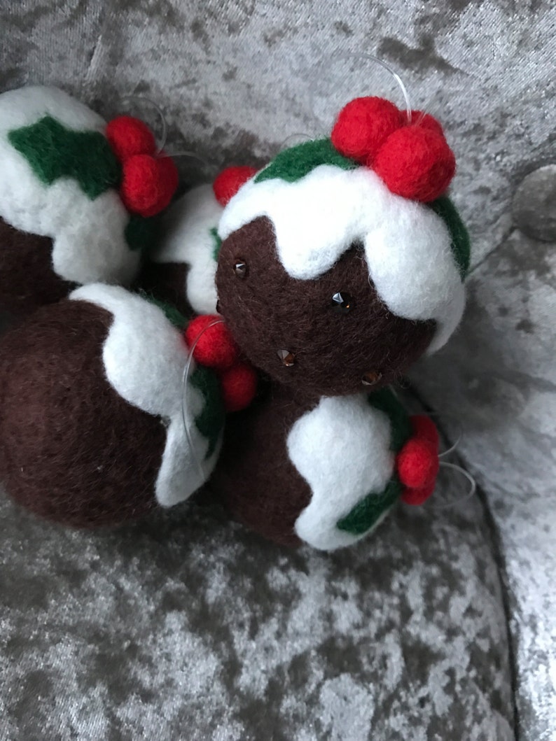 Needle Felted Christmas Pudding Christmas Decoration, Table Decorations, Hanging Decoration, Christmas Decoration image 1