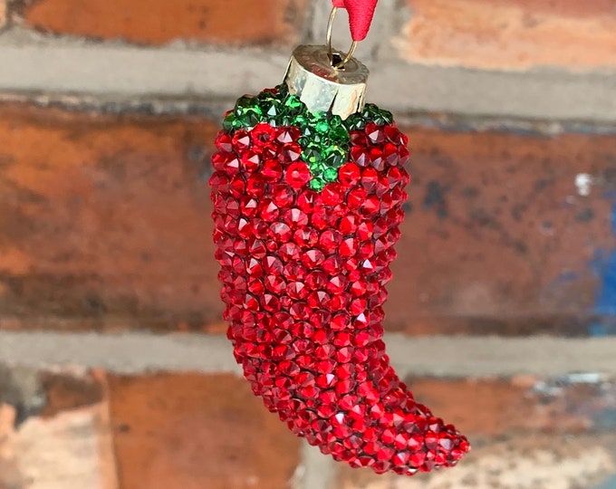 Crystal Embellished Chilli Pepper Decoration, Hanging Decorations, Christmas Decoration.