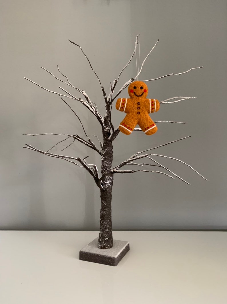 Needle Felted Gingerbread Man Sculpture Austrian Crystal image 7