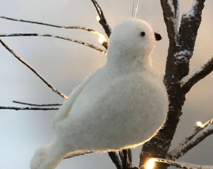 Needle Felted Turtle Doves, Hanging Decoration, Hanging Christmas Decoration, Wool Dove Sculpture