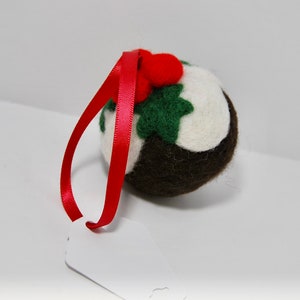 Needle Felted Christmas Pudding Christmas Decoration, Table Decorations, Hanging Decoration, Christmas Decoration image 3