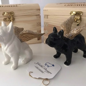 Premium Crystal Embellished Porcelain French Bulldog Ornament, Pet Dog Memorial Gift, Personalised Dog Gift image 1