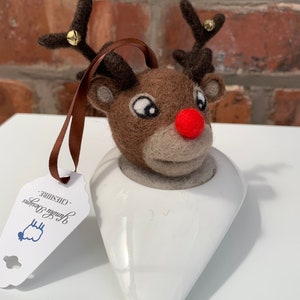 Needle Felted Rudolph Decoration, Christmas Tree Decoration image 6