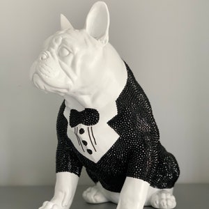 Large Premium Crystal Embellished French Bulldog Statue image 2
