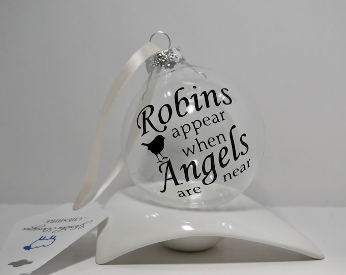 Glass Christmas Baubles, Robin Themed Baubles, Christmas Tree baubles