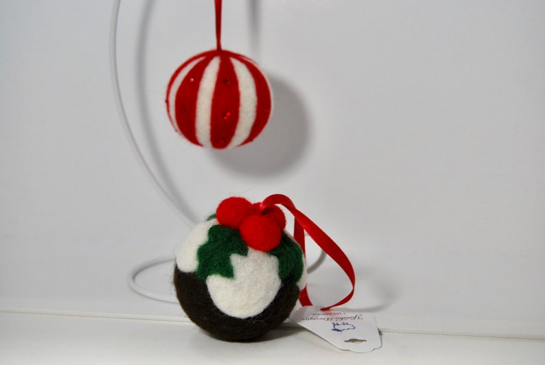 Needle Felted Christmas Pudding Christmas Decoration, Table Decorations, Hanging Decoration, Christmas Decoration image 7