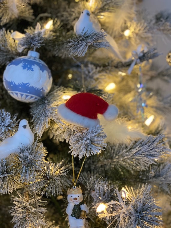 Needle Felted Santa Hat Decoration - hanging decorations - christmas decoration