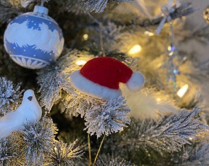 Needle Felted Santa Hat Decoration, hanging decorations, christmas decoration