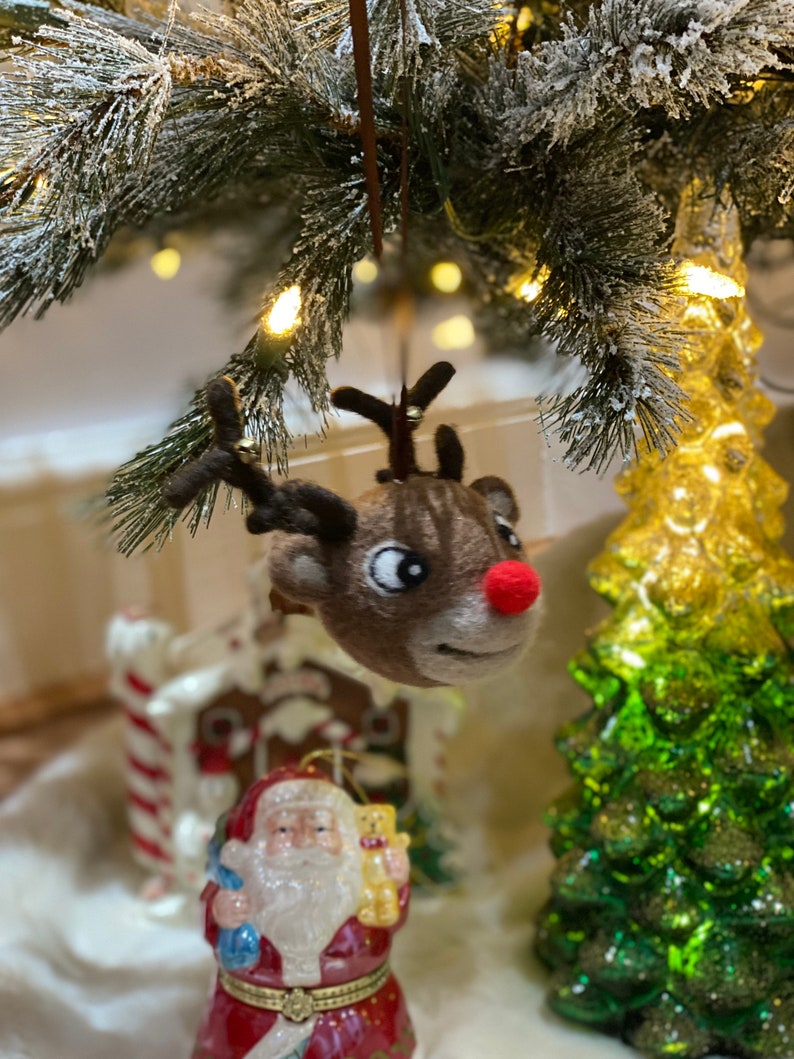 Needle Felted Rudolph Decoration, Christmas Tree Decoration image 2