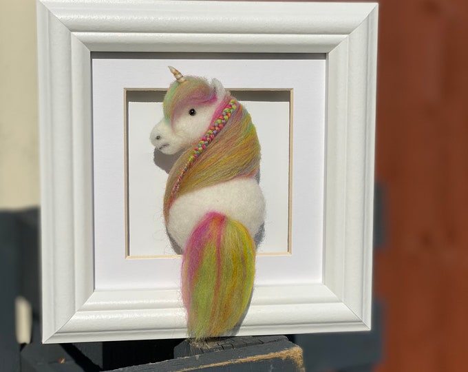 Custom Felted Horse Picture Frame, Framed Picture,  Needle Felted Horse Art, Home & Bedroom Decor, Pony Gift