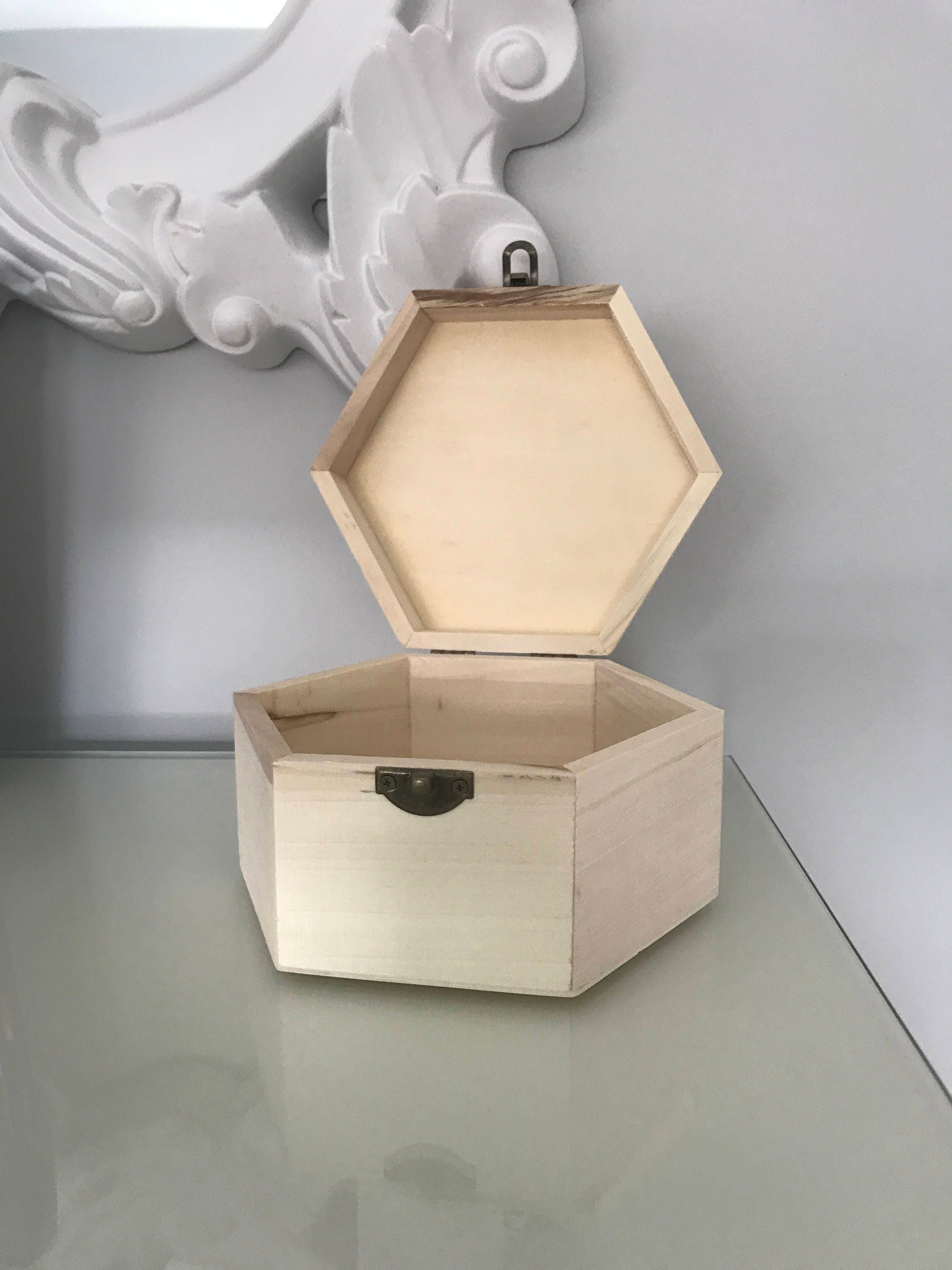 Ready To Decorate Wooden Hexagon Shaped Boxes For Crafts