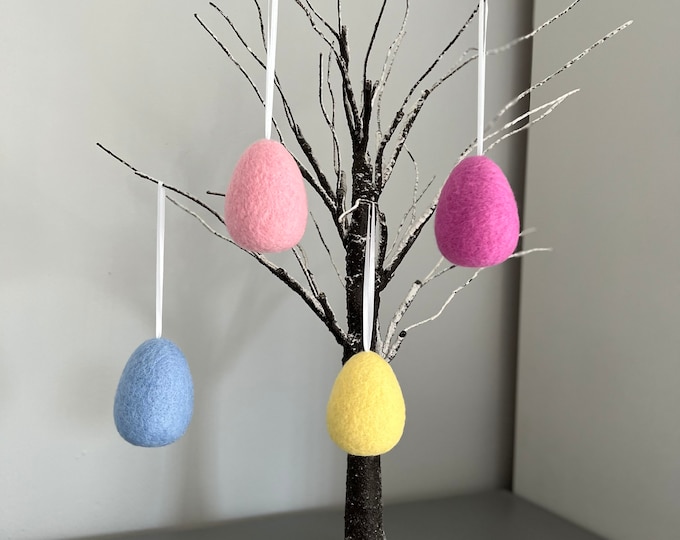 Needle Felted Easter Eggs, Set of 4, Spring Decorations, Felted Eggs For Crafts, Easter Tree Decorations