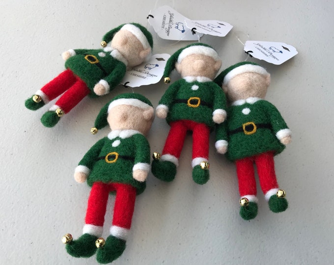 Needle Felted Elf, Christmas Decoration, Wool Sculpture, Festive Decor, Festive Wreath Decor.
