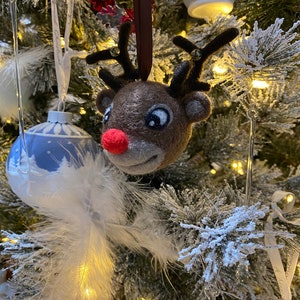 Needle Felted Rudolph Decoration, Christmas Tree Decoration image 3