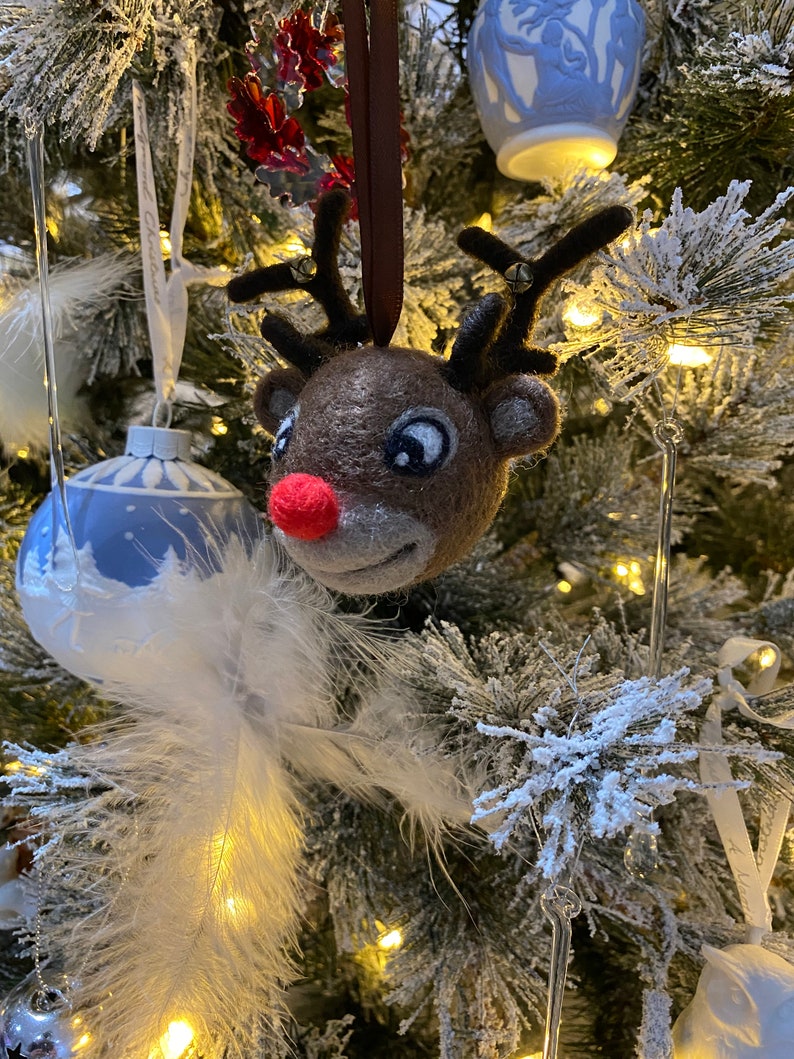 Needle Felted Rudolph Decoration, Christmas Tree Decoration image 3