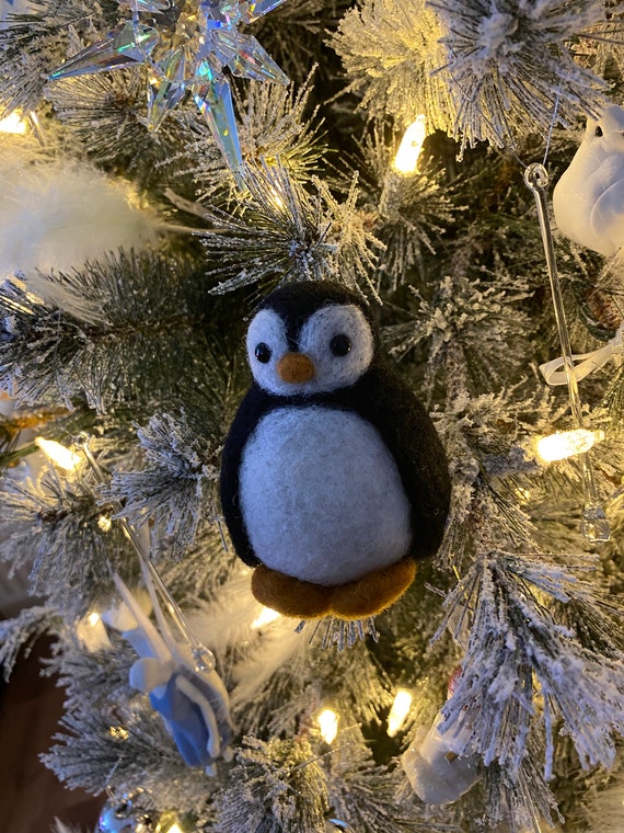 Needle Felted Penguin, Sculpture, Hanging Decorations, Christmas Decoration, Pocket Hug Gift, Photography Prop