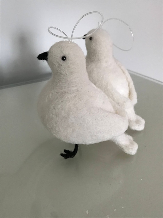 Handmade Needle Felted Turtle Dove Decorations Etsy