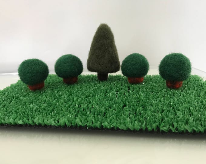 Needle Felted Minature Trees, Felted Shrubs, Miniature Felted Mushrooms