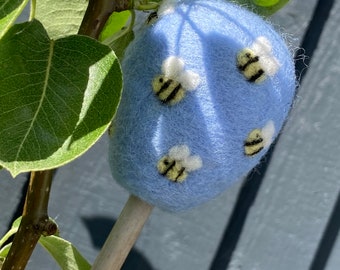 Garden Cane Toppers, Set of 3, Felted Garden Cane Toppers, Gardening Gift, Gifts For Gardeners, Garden Accessories, Bumble Bee